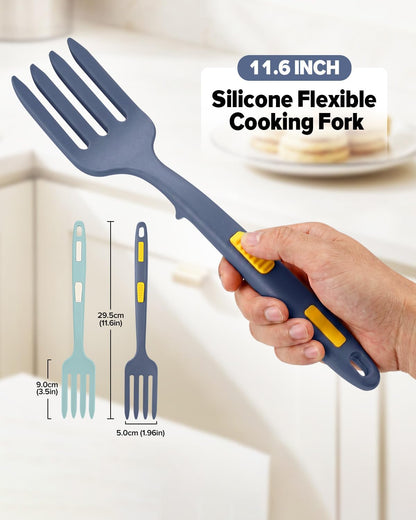 Large Silicone Flexible Cooking Fork, Non Stick Whisks for Mix Ingredients
