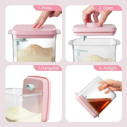 Ankou Airtight Container Set - (380ml 4 Pcs) Stackable One Button Openning Food Containers for Snacks Candy Salt Herbs Spices BPA-Free Tranparent (0.32 QT * 4)
