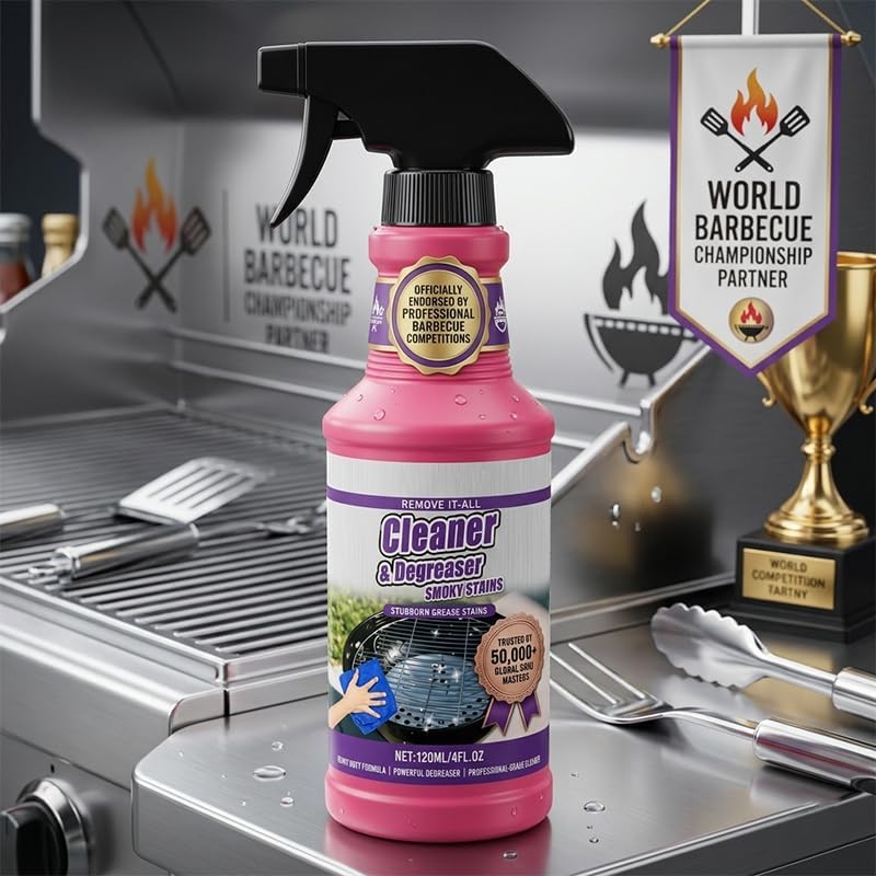 SakerPlus Heavy-Duty Grill Cleaner Spray, Degreaser for Grill Grates, BBQ Grills, Frying Pans and Cookware, Removes Baked-On Grease, Burnt-On Residue and Carbon Buildup (1PC)