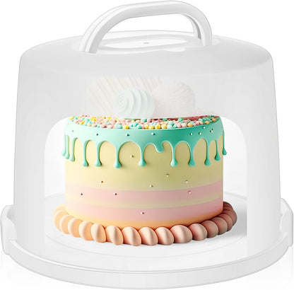 Baderke 10 Inch Round Cake Carrier with Lid and Handle - Two Sided Cake Holder & Box for Transport, Pie, Cupcake(White)