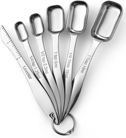 Spring Chef Stainless Steel Measuring Cups and Spoons Set of 14 with Leveler, Nesting Kitchen Metal Measuring Cups and Spoons Set for Dry and Liquid Ingredients, Perfect for Cooking & Baking