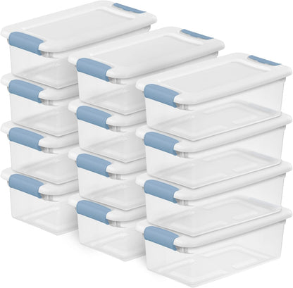 Sterilite 6-Pack Latching Box, Under Bed Storage Bins with Lids, Clear Plastic, 25 Quart - Heavy-Duty Organizing Containers for Closet, Bathroom, and Office