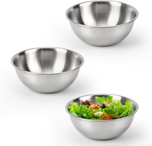 3-Piece Stainless Steel Mixing Bowls (7.1") Metal Bowl Set with Measurement Marks, Dishwasher Safe & Stackable - Perfect for Baking, Salad Making, Meal Prep and Kitchen Use