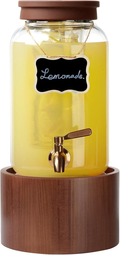 2 * 1 Gallon Glass Drink Dispenser for Parties Beverage Dispenser