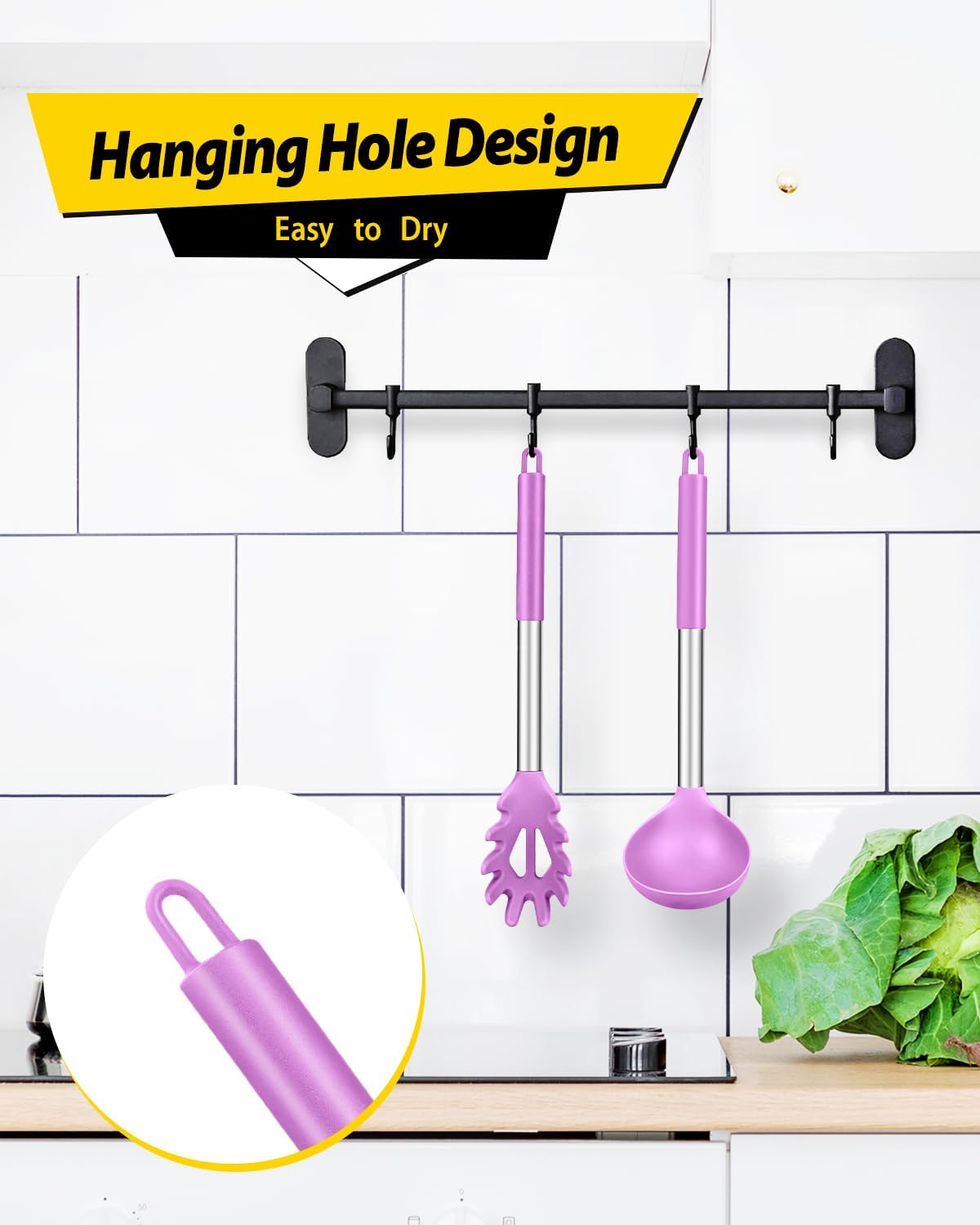 BUNDLEPRO Silicone Soup Ladle and Pasta Spoon Set, 2 Pack, Gray