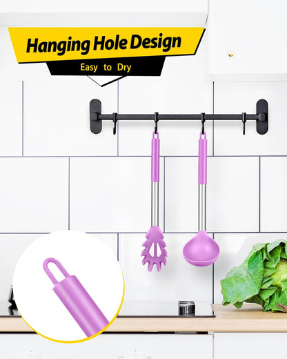 BUNDLEPRO Silicone Soup Ladle and Pasta Spoon Set, 2 Pack, Gray