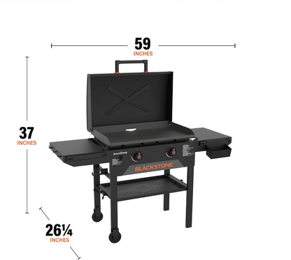 Blackstone Omnivore Outdoor Flat Top Gas Griddle w/Hard Cover, 28” - for Breakfast, BBQ & Grilling w/Steel Cooking Surface, Folding Side Shelves, Rear Grease System & Push-Button Ignition