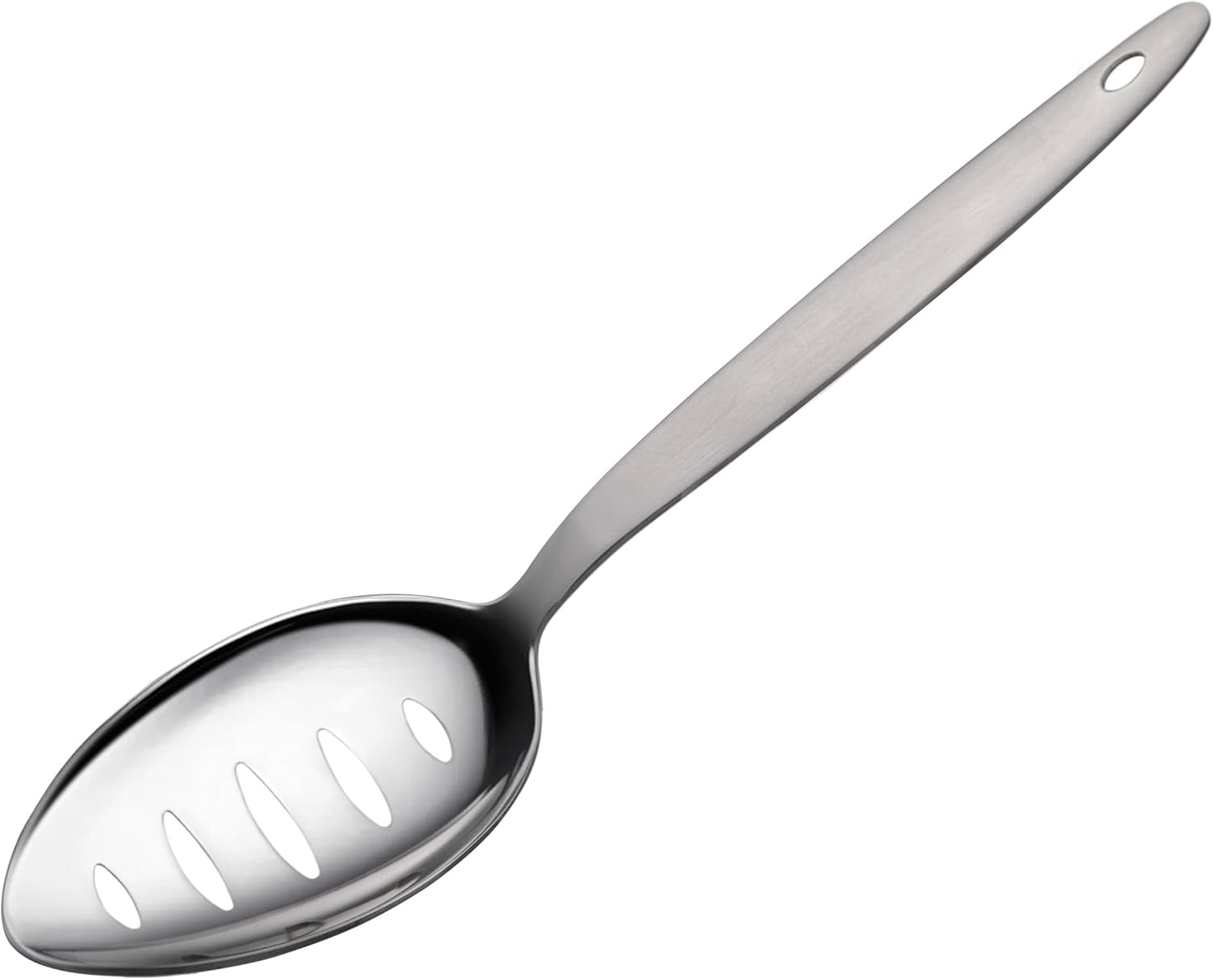 Chef Kunz Spoon | Silver Stainless Steel 2 Tbsp Basting Spoon, 9 Inch Solid Sauce Spoons, Big Serving Spoons Stainless Steel, Plating & Quenelle & Cooking