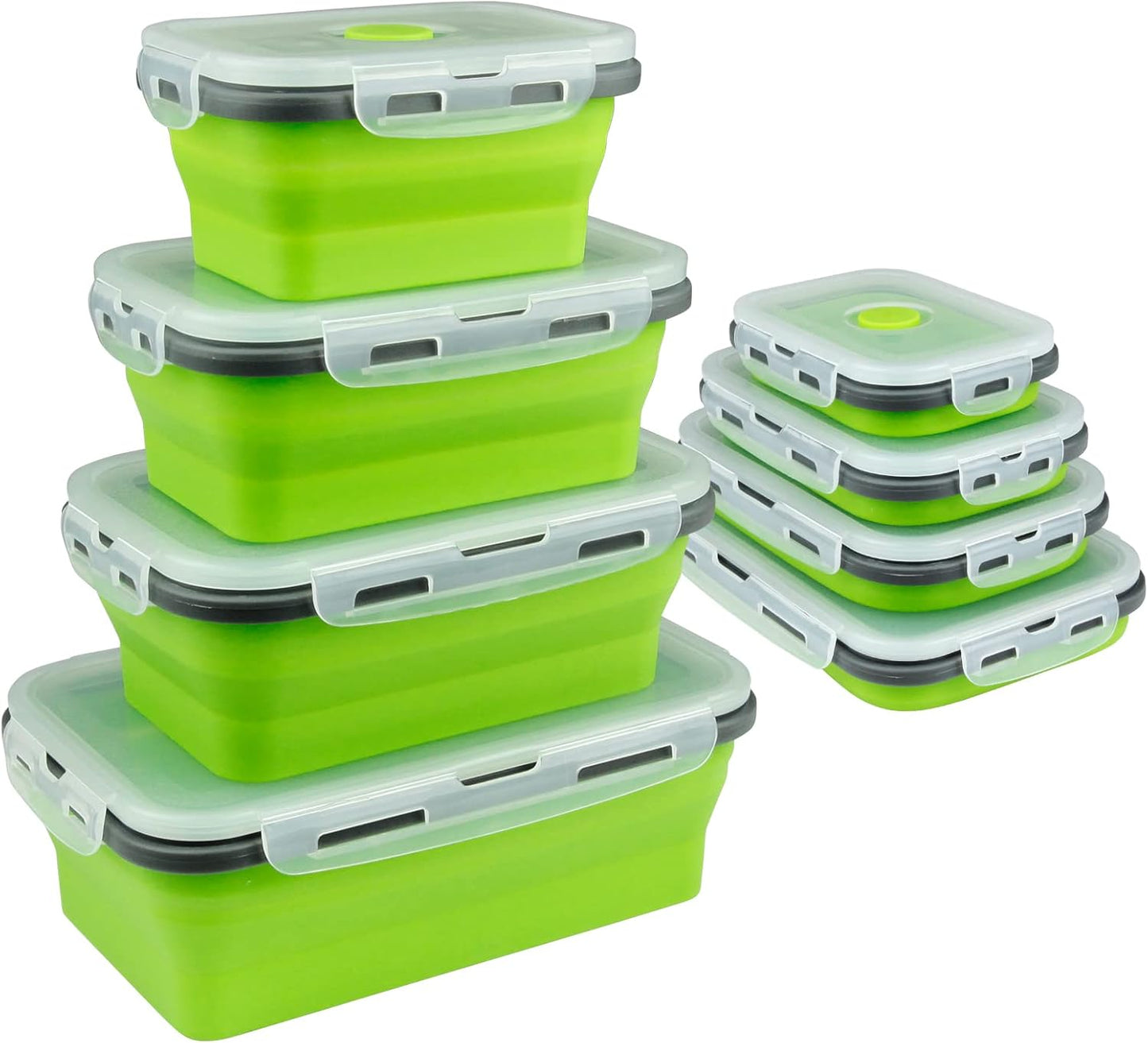 Guyuyii 4 Pack Space-Saving Collapsible Food Storage Containers with Lids | 12/17/27/40 oz Food-Grade Silicone Set for RV, Camping, Meal Prep, Small Kitchens - Microwave/Freezer/Dishwasher Safe