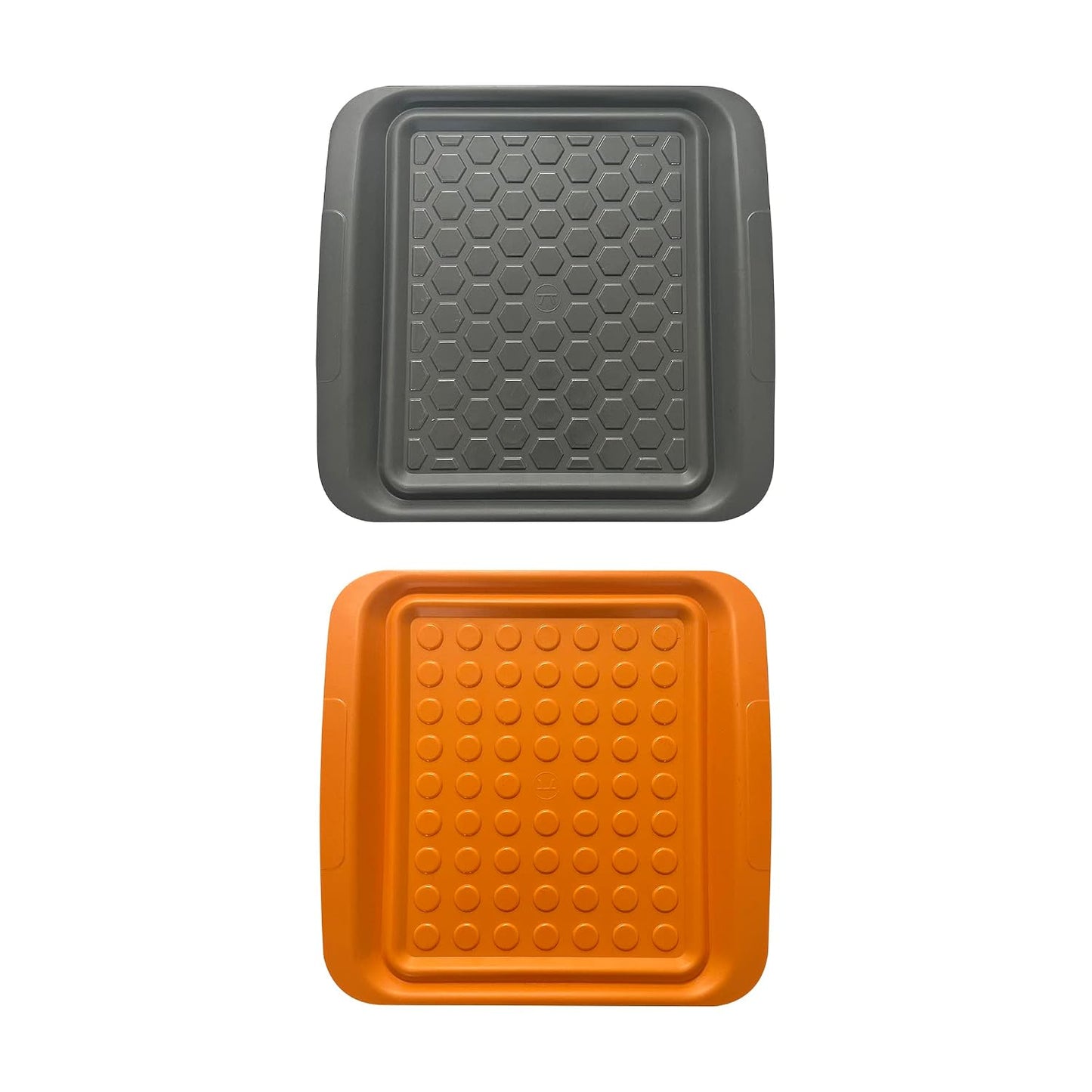 Outset Grill Prep Trays, Set of 2 Small Trays, 10.5" x 10.5", Orange and Black