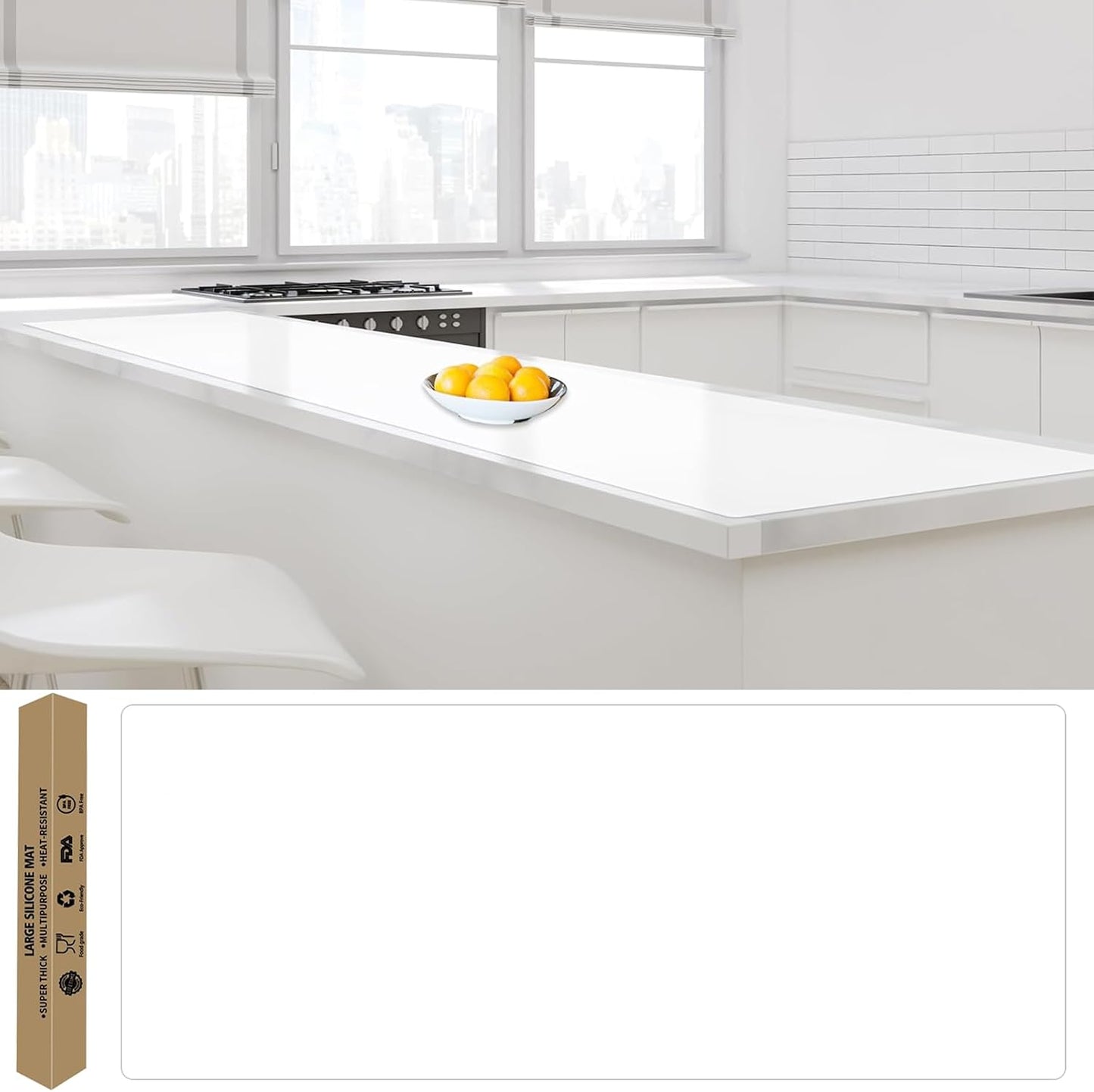 Silicone Mats for Kitchen Counter, 47.3"x23.6"x0.08" Largest Heat Resistant Mat Kitchen Island Waterproof 2MM Thick Countertop Protector Mat Nons-slip Extra Large Counter Mat (Black)