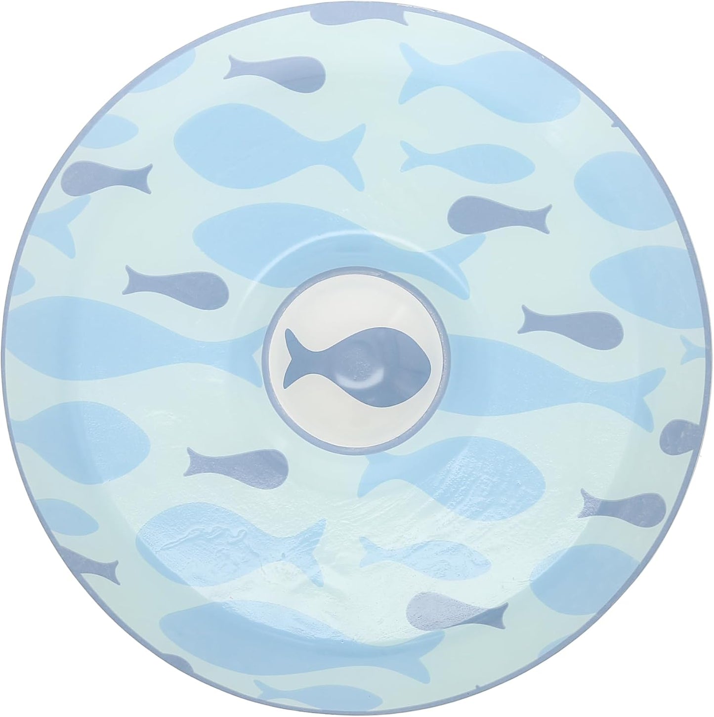 Pavilion Gift Company - Lake - 11.5" Chip Holder with 6" Glass Serving 10 Oz Dip Bowl Fish Fishing Boat Boating Lake Beach Waterfront Ocean Nautical Seaside River Kitchen Decor Summer Serveware