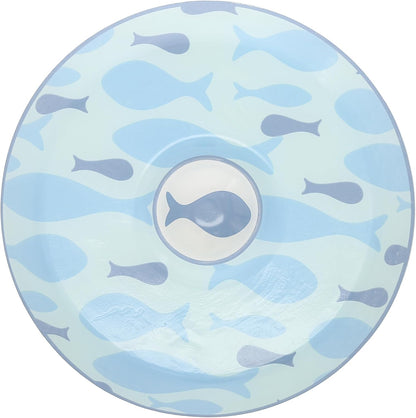 Pavilion Gift Company - Lake - 11.5" Chip Holder with 6" Glass Serving 10 Oz Dip Bowl Fish Fishing Boat Boating Lake Beach Waterfront Ocean Nautical Seaside River Kitchen Decor Summer Serveware