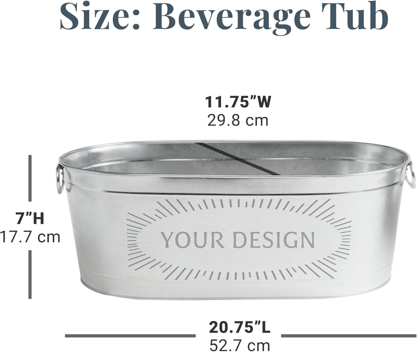 Let's Make Memories Personalized Beverage Tub - Custom Beverage Tub - Customize With Name & initial - Galvanized Drink Tub - 20 ¾"L x 11 ¾"W x 7" H - 5.5 Gallons