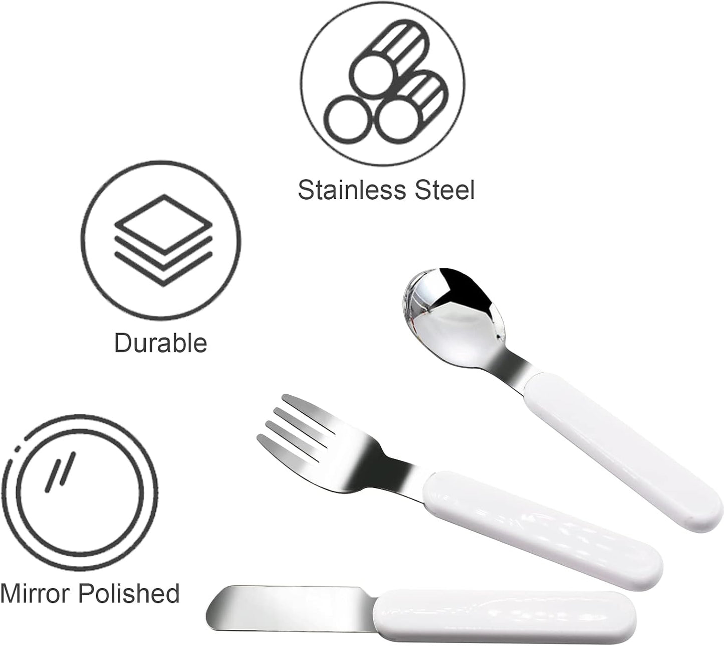 VANRA 2-Piece Children Fork And Spoon Set 18/10 Stainless Steel Child Flatware Set Kids Utensils Set with Case for Lunch Box