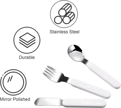 VANRA 2-Piece Children Fork And Spoon Set 18/10 Stainless Steel Child Flatware Set Kids Utensils Set with Case for Lunch Box