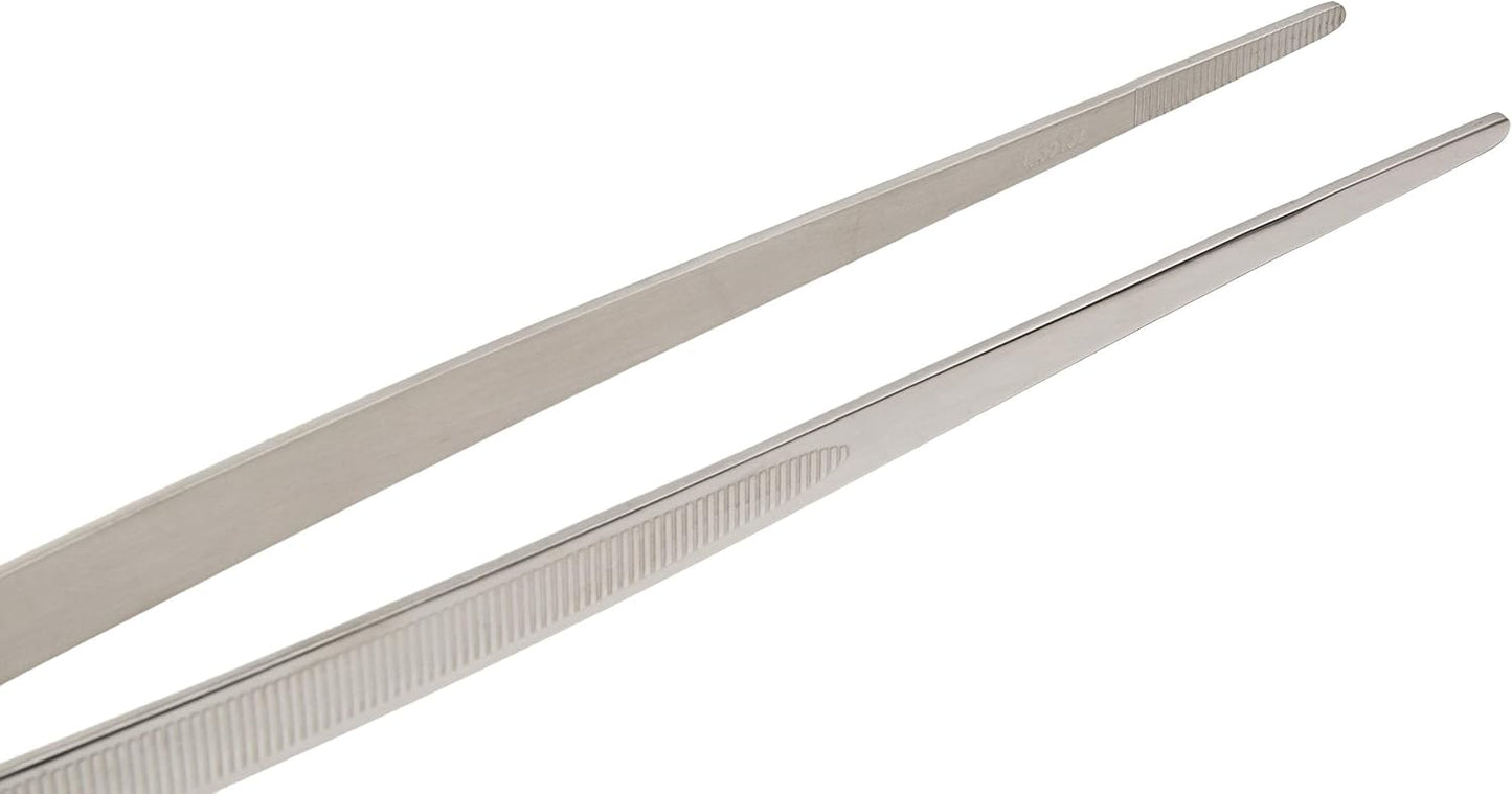 Mercer Culinary 18-8 Stainless Steel Chef Plating Tongs, Offset Tip, 6-1/2 Inch