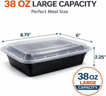 4U'LIFE 28 oz [Pack of 12] 2-Compartment Meal Prep Containers, Bento Boxes With Clear Lids