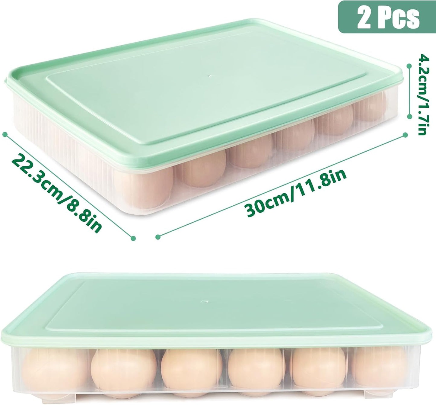 2PCS Deviled Egg Containers with Lid,Portable Storage Carrier Egg Holder,Stackable Plastic Egg Tray Carrier for Kitchen,Fridge,Keep Fresh,Easter(48 Eggs)
