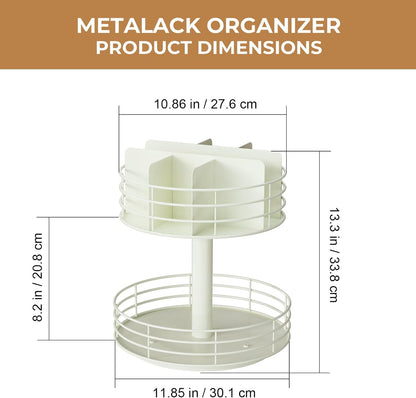 Snack Organizer - Versatile Snack Storage 2 Tier Lazy Susan with Convenient Grab-and-Go Design, Metal Snack Holder for Home, Office, Breakroom, 11.85" L x 11.85" W x 13.3" H (Matte Black)