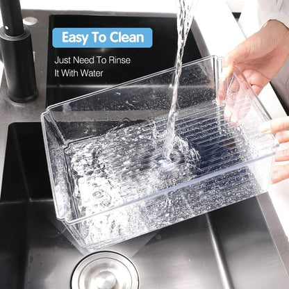 KUMD 10-Pack Clear Fridge Organizer Bins with Lids, Stackable Refrigerator Storage Containers, BPA-Free with Drain Tray & Anti-Slip Base for Fruits, Veggies, Drinks