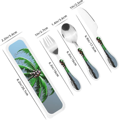 3-Piece Kids Silverware Set With Storage Case, Stainless Steel Reusable Children Safe Knife Spoon Fork Set Grim Reaper Children Flatware Set For Kids Lunch Box