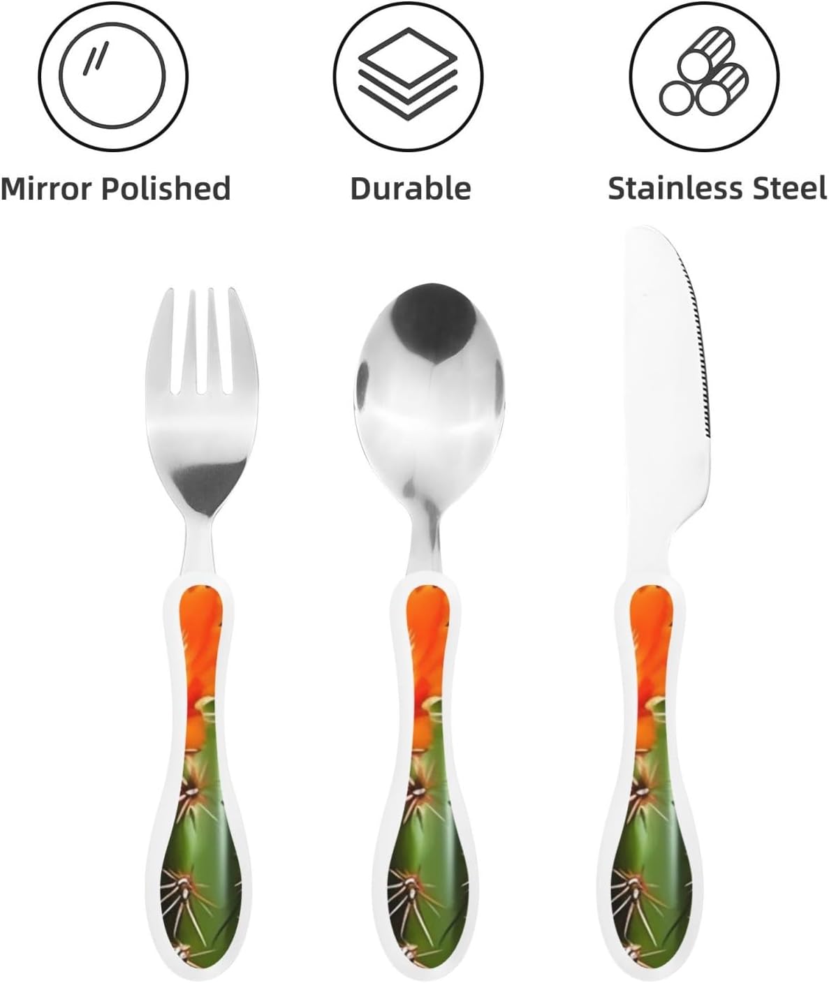 3-Piece Kids Silverware Set With Storage Case, Stainless Steel Reusable Children Safe Knife Spoon Fork Set Blue Eyed Dog Children Flatware Set For Kids Lunch Box