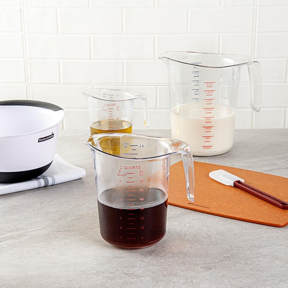 Restaurantware Plastic Measuring Cup - Chef 101 Measuring Jug with Dual Unit Markings, Dishwasher Safe - Clear Measuring Cup for Kitchen, Restaurants