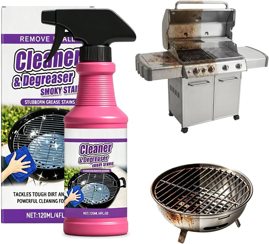 120ml Heavy Duty Grill Degreaser Spray, 2026 Upgrade BBQ Grill Cleaner, Multi-Surface Grease Remover for Outdoor Grill & Kitchen Oven, Stainless Steel Degreaser (1 PC)