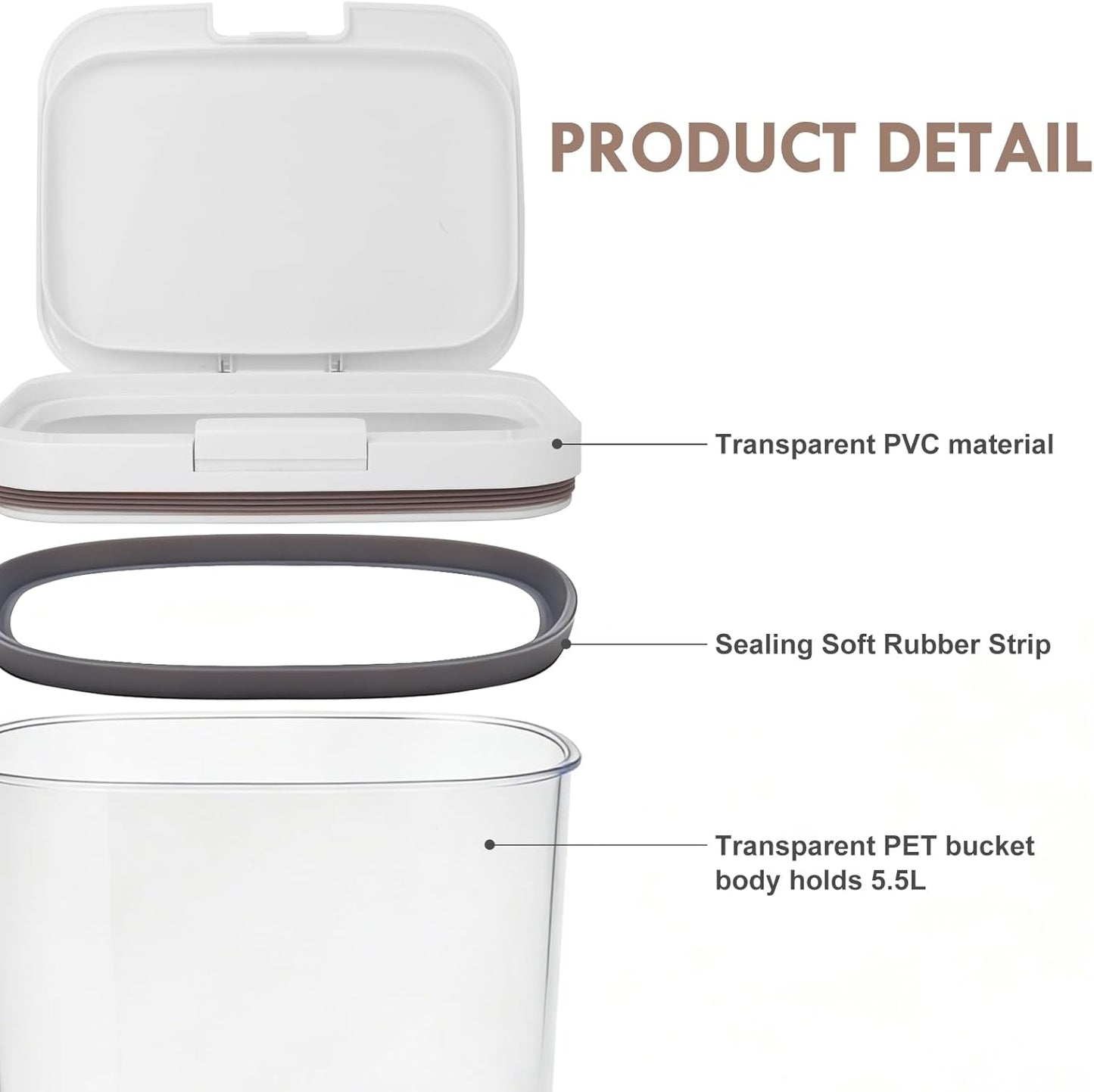 LEAWALK 10Lbs/10.57Qt Airtight Dog Cat Food Storage Container and Dog Treat Containers BPA-Free, PET Clear Stackable Pet Storage Bin, Pop Top, 1-Cup Scoop for Pet Food/Rice/Flour/Bread/Grains