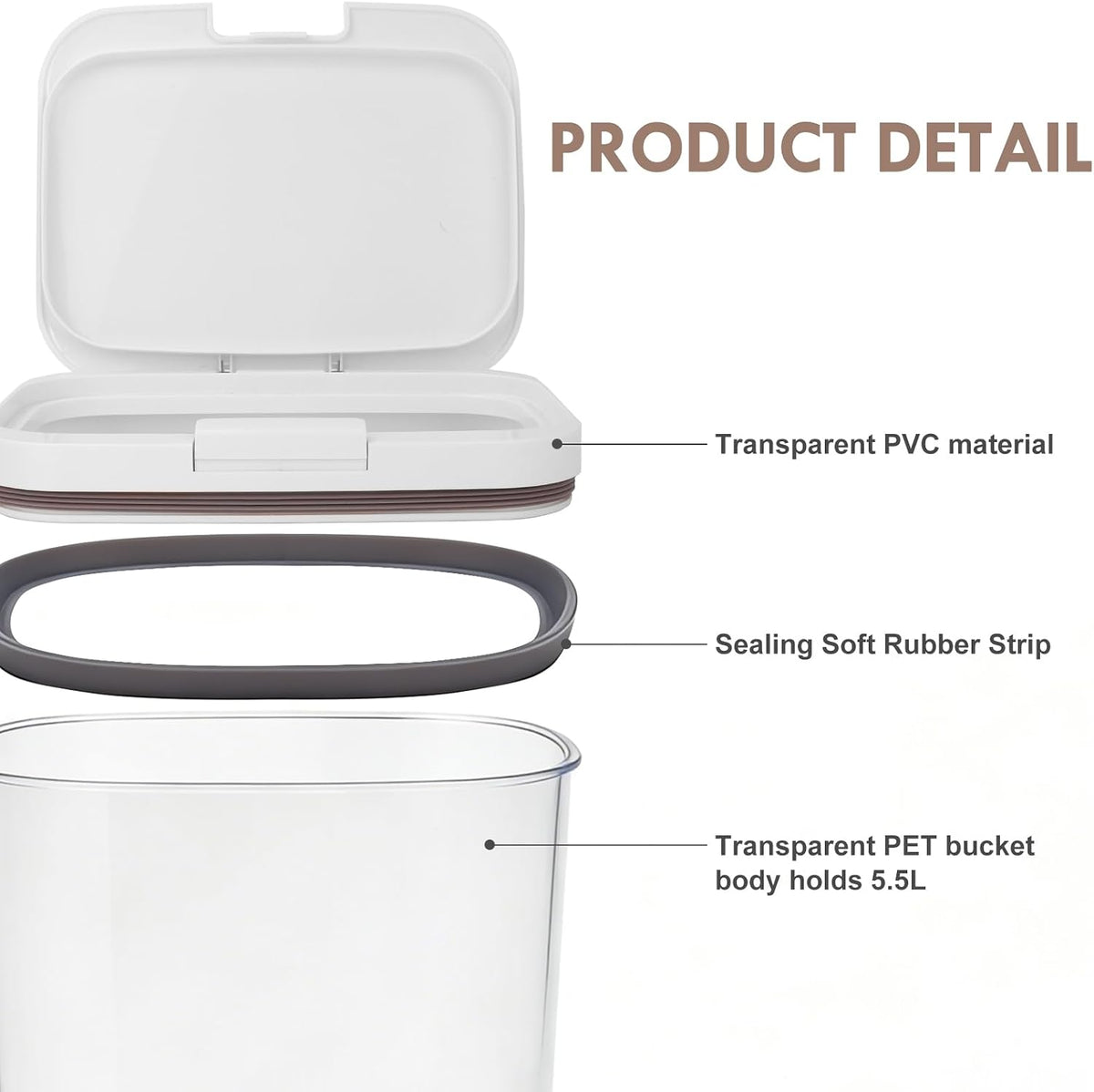 LEAWALK 10Lbs/10.57Qt Airtight Dog Cat Food Storage Container and Dog Treat Containers BPA-Free, PET Clear Stackable Pet Storage Bin, Pop Top, 1-Cup Scoop for Pet Food/Rice/Flour/Bread/Grains