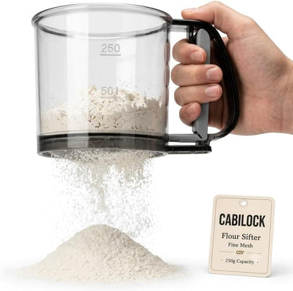 Cabilock Handheld Flour Sifter with Handle Fine Mesh Powder Strainer for Baking Flour Sugar Cocoa Powder Easy to Use and Clean for Home Restaurant Catering