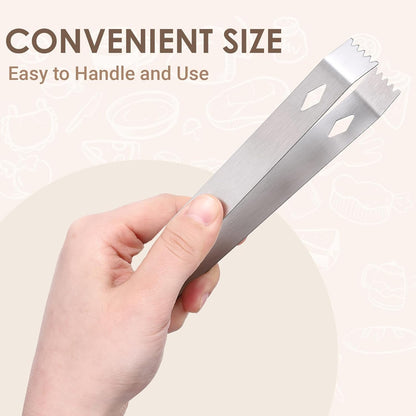 2 Pack Small Metal Tongs, 6 Inch Stainless Steel Restaurant Grade Serving Tongs with Teeth for Serving Food Salad Sugar Coffee Ice