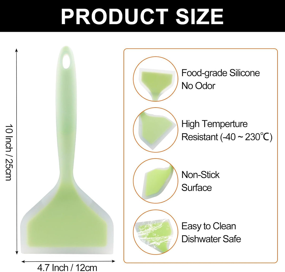 Hitefu 2 Pcs Silicone Spatula Turner, Green & Pink