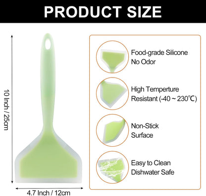 Hitefu 2 Pcs Silicone Spatula Turner, Green & Pink