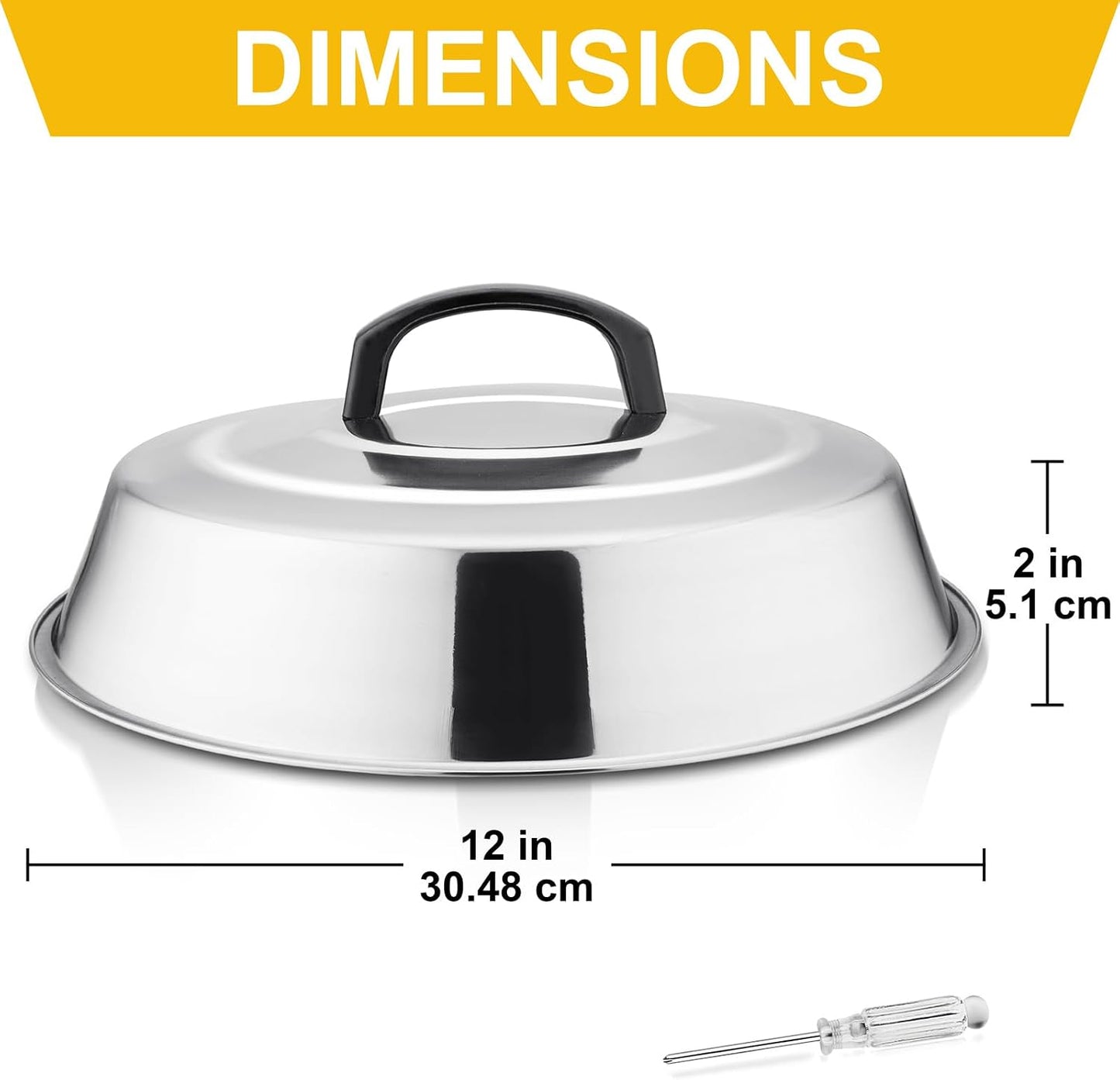 Cheese Melting Dome Set of 2, Leonyo 12" Metal Steam Basting Cover for Griddle Grill, Stainless Steel Griddle Accessories for BBQ Flat Top Kitchen Cooking Hamburger, Dishwasher Safe