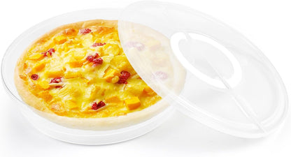 FMOACEN 11.5 Inch Clear Pie Containers With Lids and Handle Round Pie Carrier Reusable 2 Compartments Pizza box Leftover Pizza Keeper for Food Cake Cheesecake Tortilla Pastry