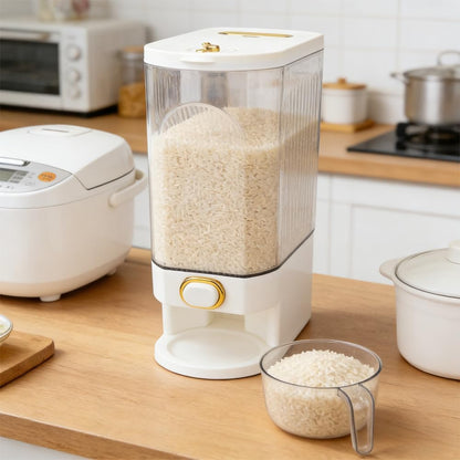 Rice Dispenser 22 Lbs-Large Grain Storage Container With Measuring Cup，Kitchen Organization For Cereal, Oatmeal, Coffee Bean, Pet Food, Pantry Storage & Farmhouse Decor (CLEAR)