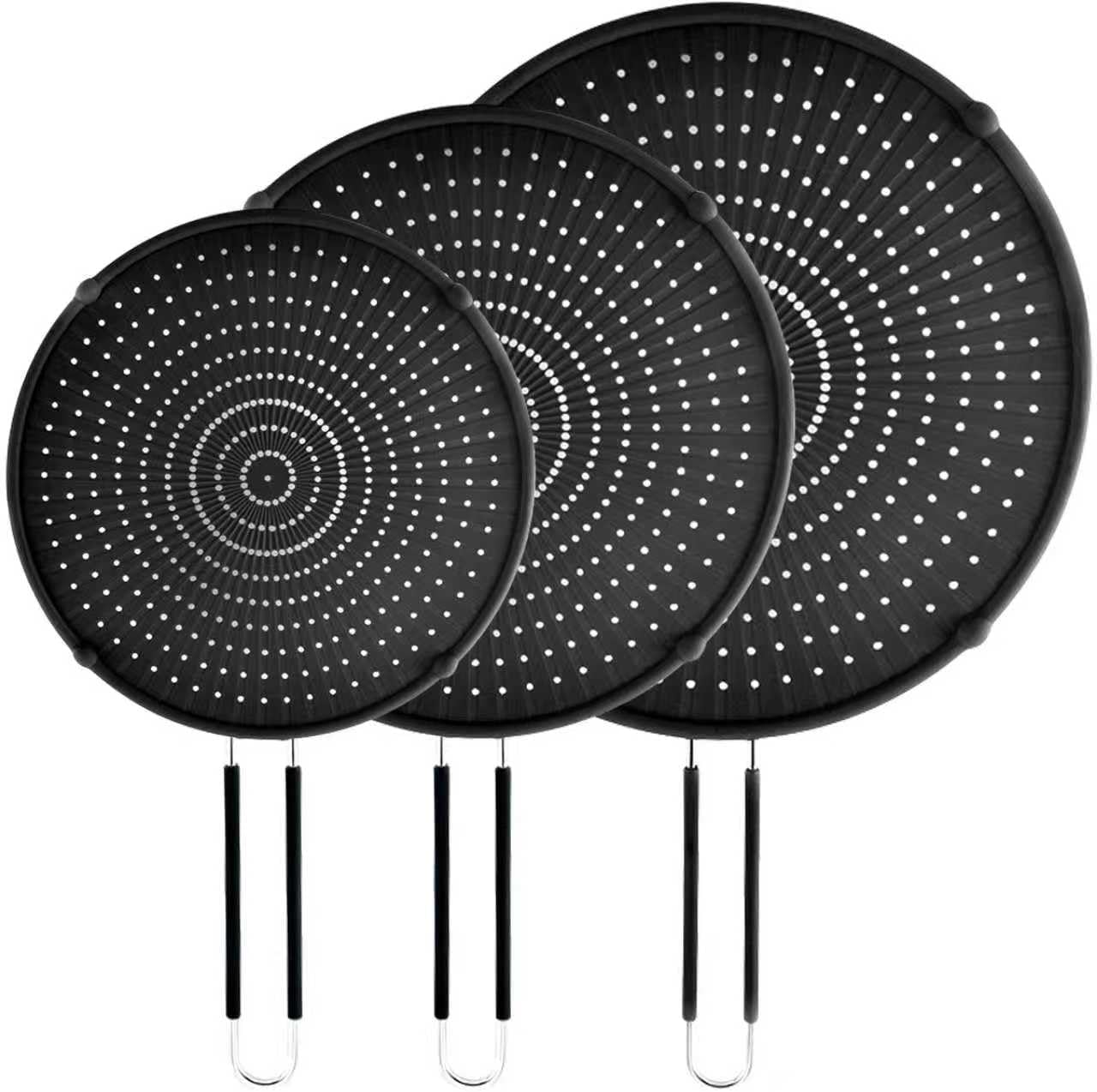 Splatter Screen for Frying Pan & Food Strainer,13 Inch Stainless Steel Grease Splatter Guard,Shield from Splashing Oil, Dishwasher Safe(Red)