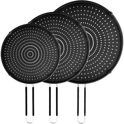 Splatter Screen for Frying Pan & Food Strainer,13 Inch Stainless Steel Grease Splatter Guard,Shield from Splashing Oil, Dishwasher Safe(Red)