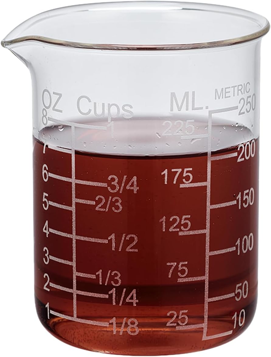 Ackers Etched Graduated Glass Measuring Cup - V-Shaped Spout- High Borosilicate Glass Measuring Cup for Kitchen or Dining, Easy to Read,1000 ML (32 Oz, 4 Cup)