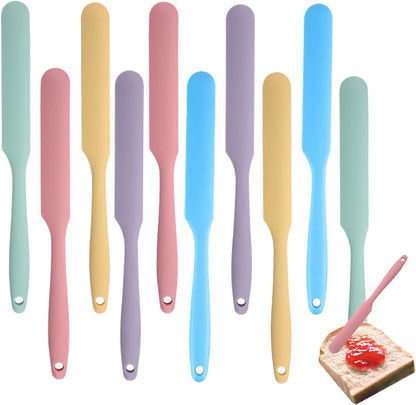Silicone Jar Spatulas 10 Pcs Long Handle Non Stick Mixing Small Scrapers