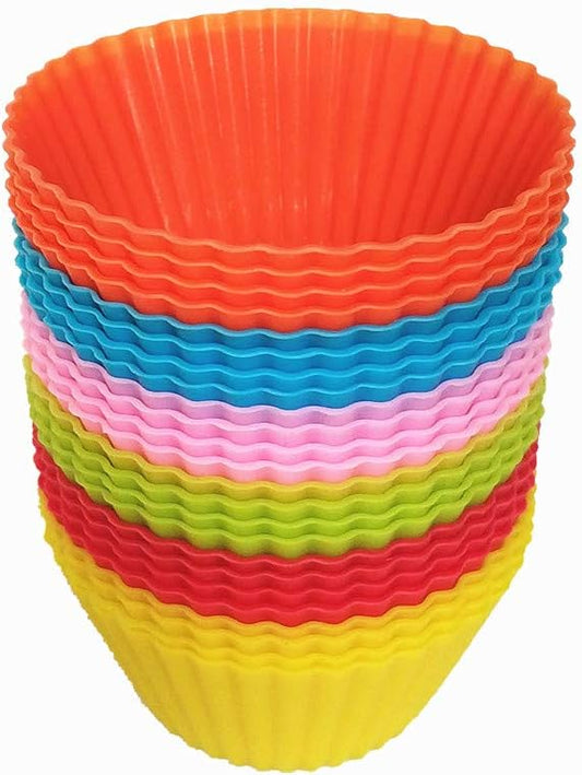 Xindejia 24 Pack - Silicone Baking Muffin Cup Cupcake Liners Molds Set
