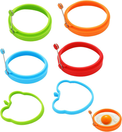 6 PCS Egg Ring, Silicone Egg Rings for Frying Eggs, Non-stick Mold for Griddle, for Making Fried Eggs or Pancakes