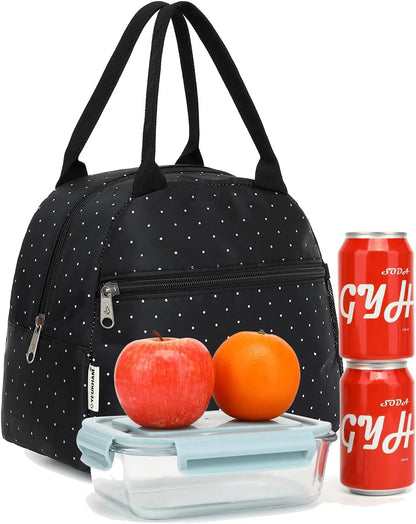 GYEUKHAM Lunch Bag Women, Lunch Box for Adult Men Kids Girls, Small Cute Lunchbox Tote Large Capacity Insulated Lunch Container Cooler for Work School Picnic Travel, Black White Stripes