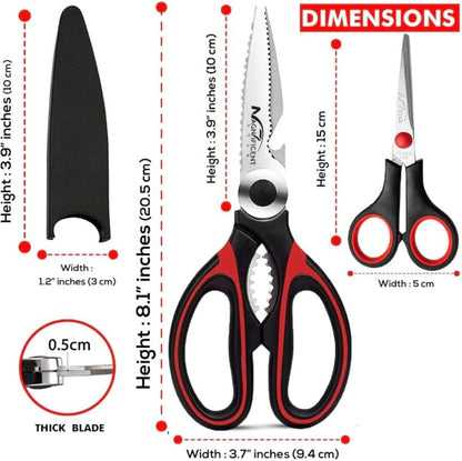 Magnificent Kitchen Scissors Heavy Duty - Multi-Purpose Kitchen Shears for Meat, Poultry, Food - Stainless Steel Cooking Scissors - Dishwasher Safe Culinary Shears