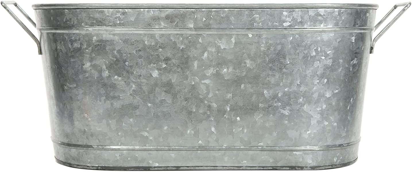 Hosley Galvanized Carry All Kitchen Utensil Caddy Serve Ware 13 Inch Long. Ideal for Floral Arrangements Party Garden Patio. O4