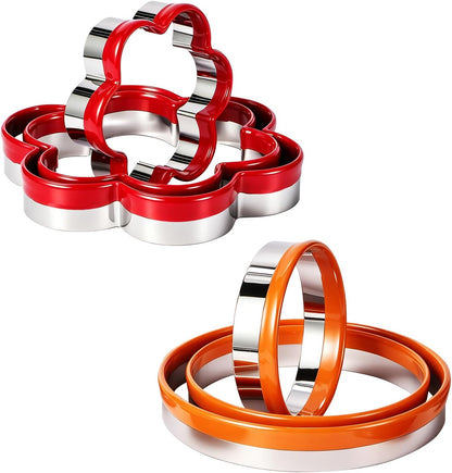 6 Pcs Cookie Cutters Set - Flower and Round Shapes Biscuit Cutter