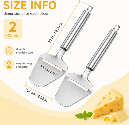 2Pcs Stainless Steel Cheese Slicer Cutter Plane Shaver