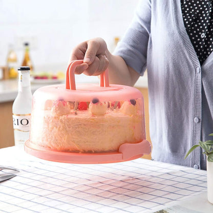 HEEPDD Pink Portable Cake Carrier with Handle and Lid, 8 Inch Cake Container Box for Transport, Storage of Pies, Cupcakes, and Baked Goods